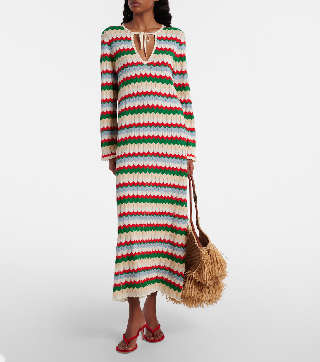 Lucila knitted chevron cotton maxi dress | Rixo