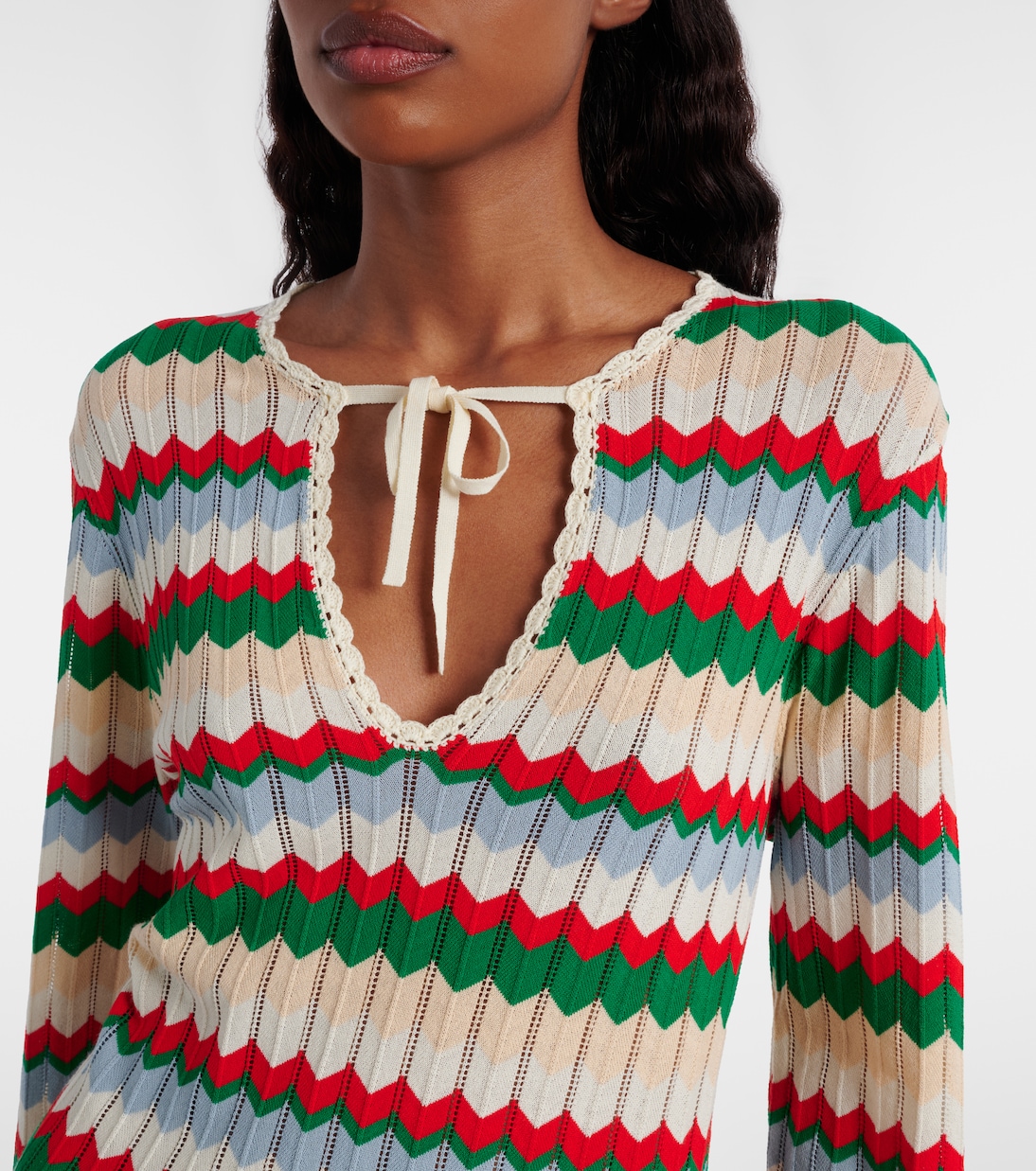 Lucila knitted chevron cotton maxi dress | Rixo