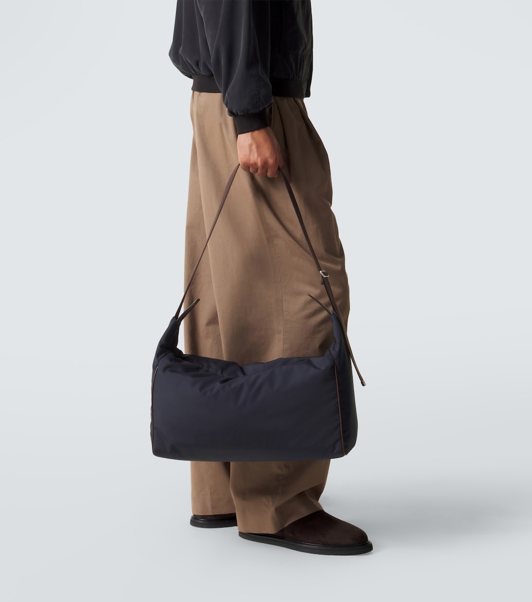 Logan E/W leather-trimmed crossbody bag | The Row