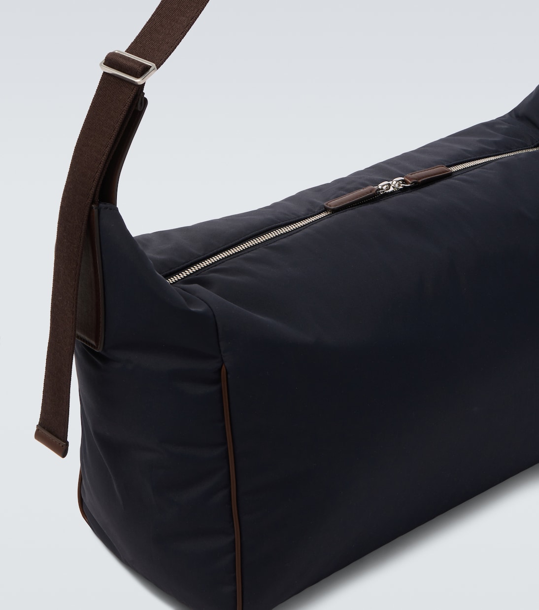 Logan E/W leather-trimmed crossbody bag | The Row