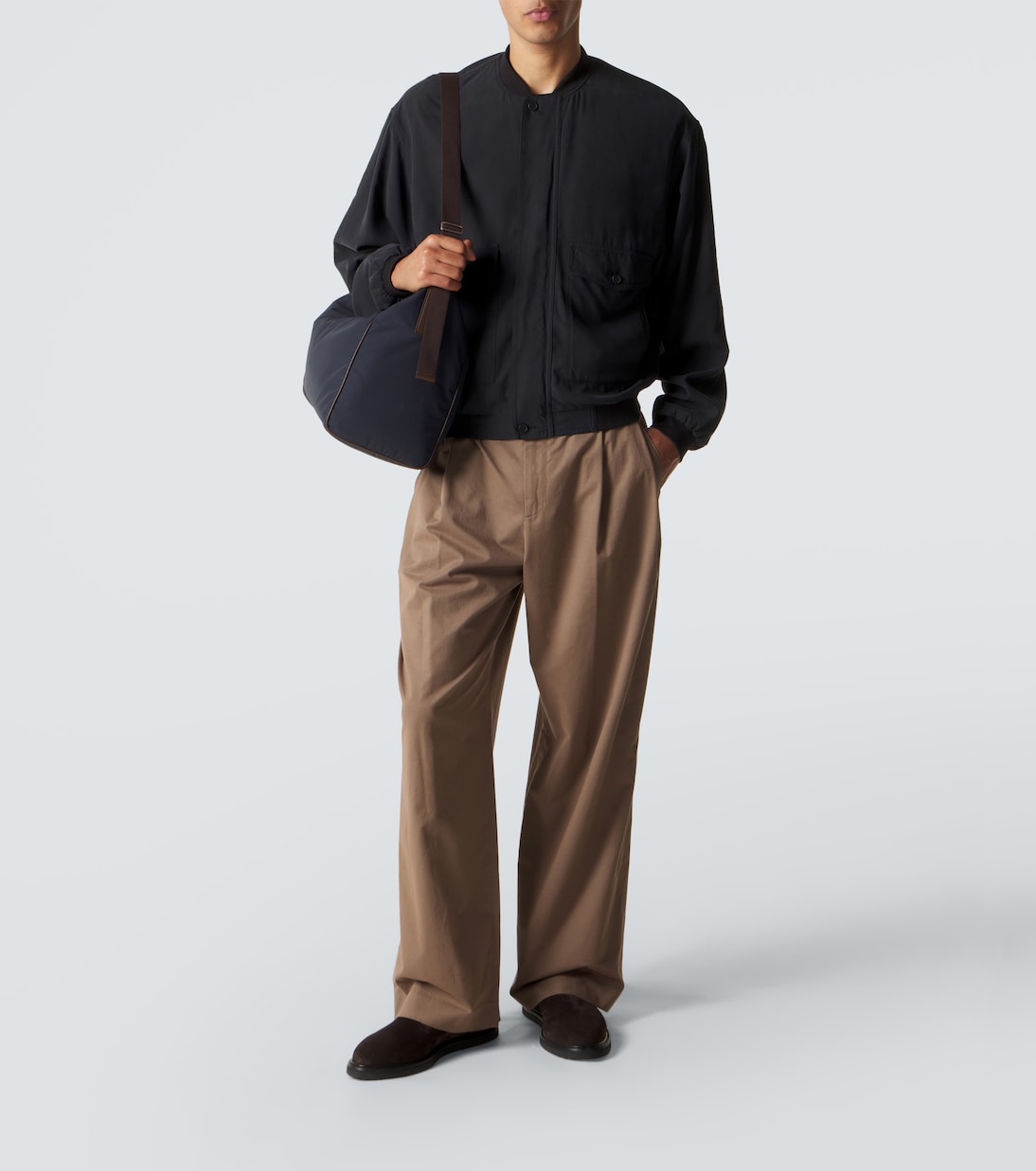 Logan E/W leather-trimmed crossbody bag | The Row