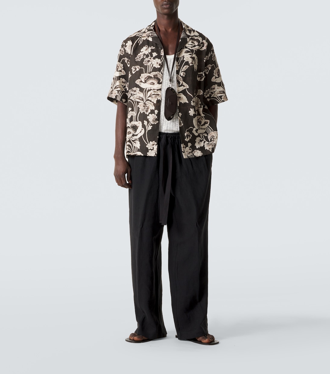 Camisa bowling de lino floral | Commas