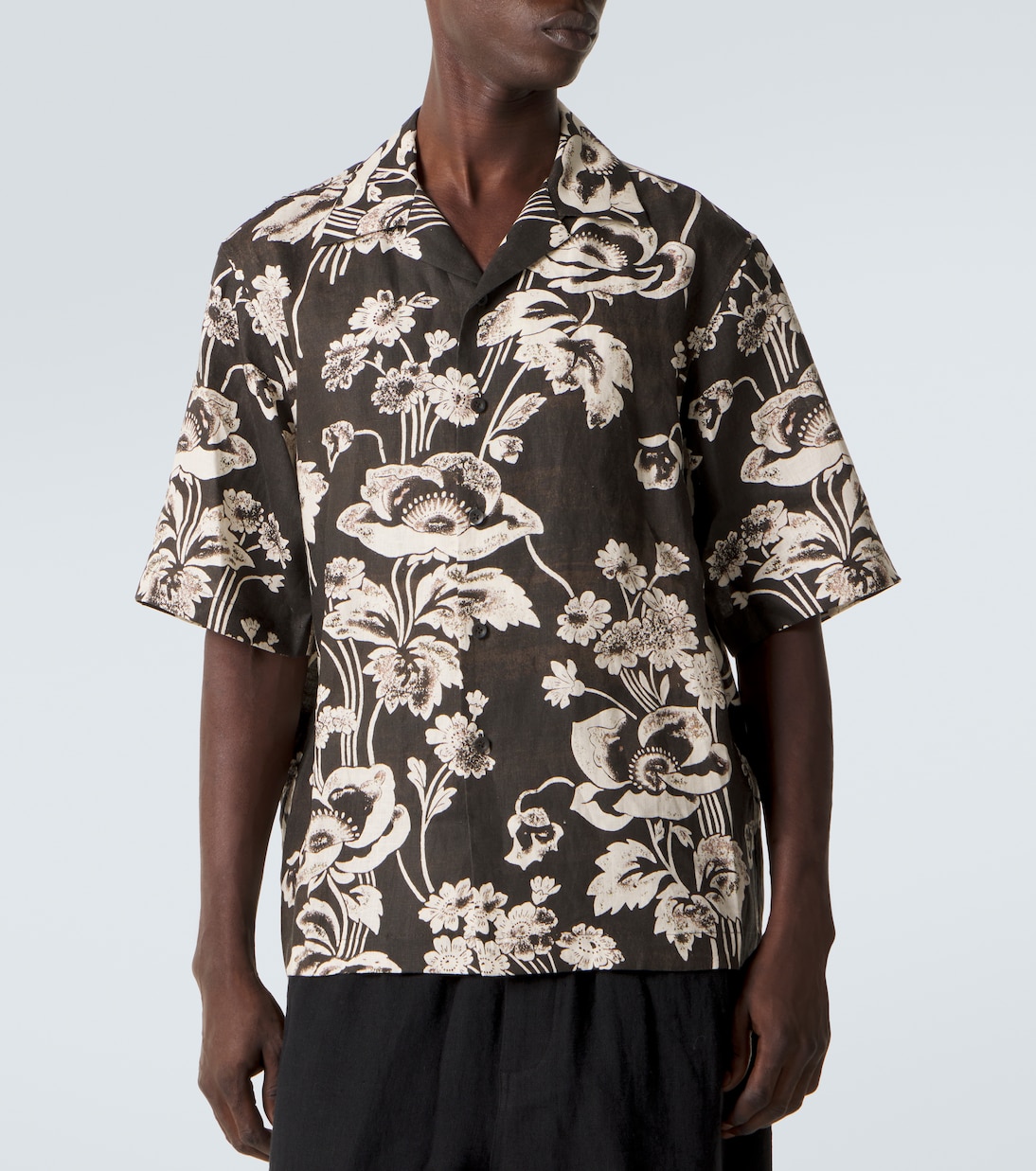 Camisa bowling de lino floral | Commas