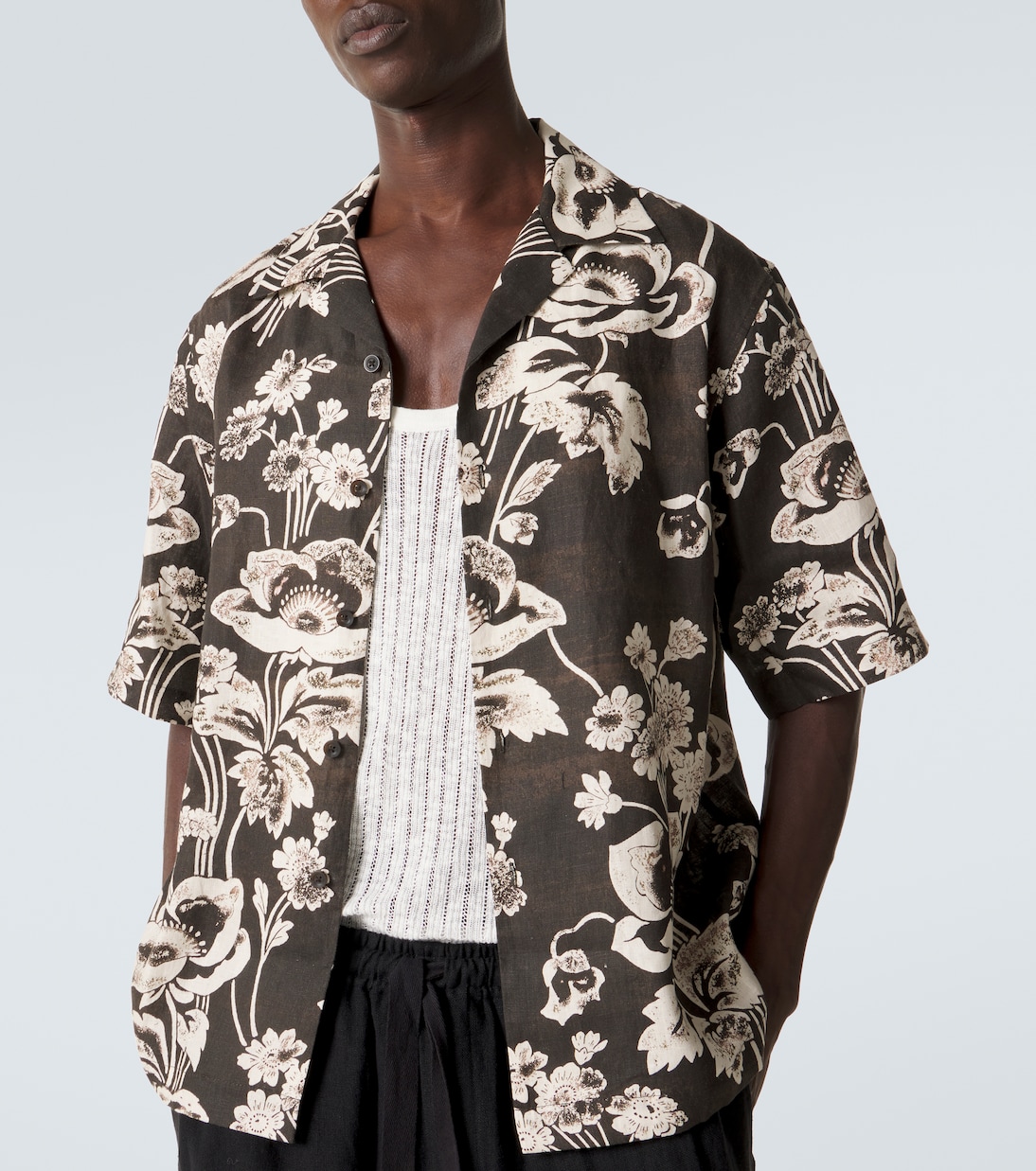 Camisa bowling de lino floral | Commas