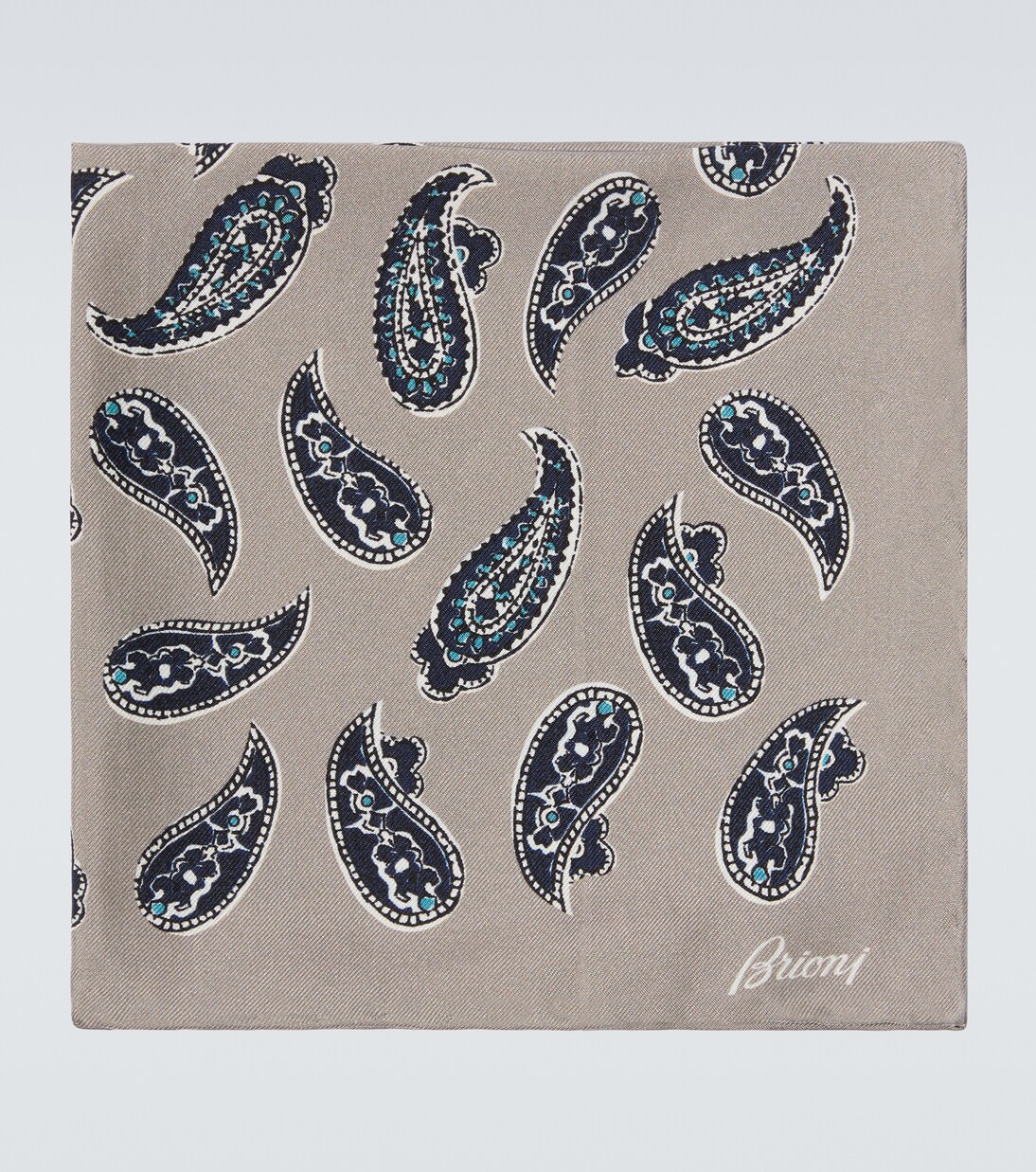 Paisley silk twill pocket square | Brioni