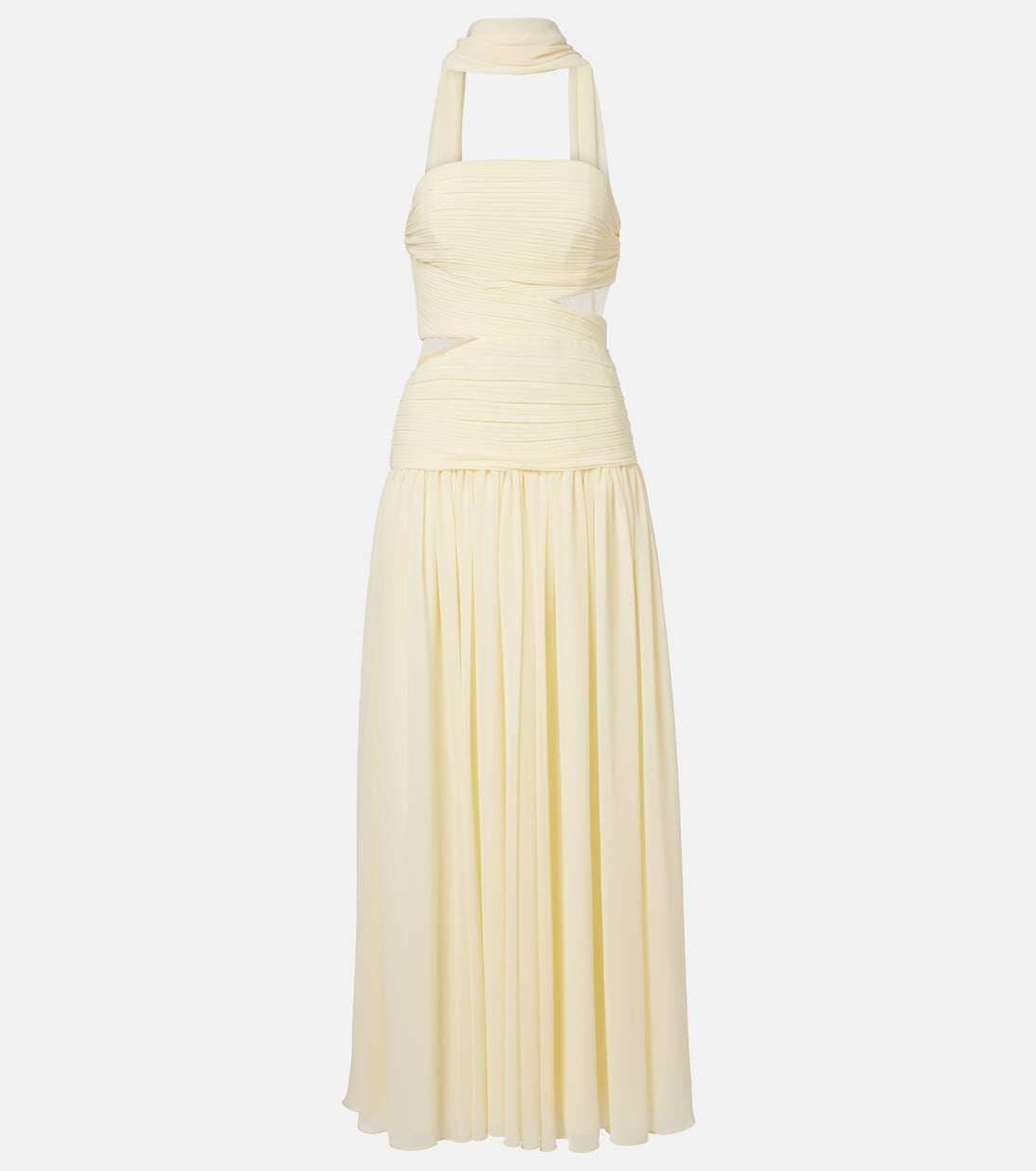 Scarf-detail georgette maxi dress | Self-Portrait