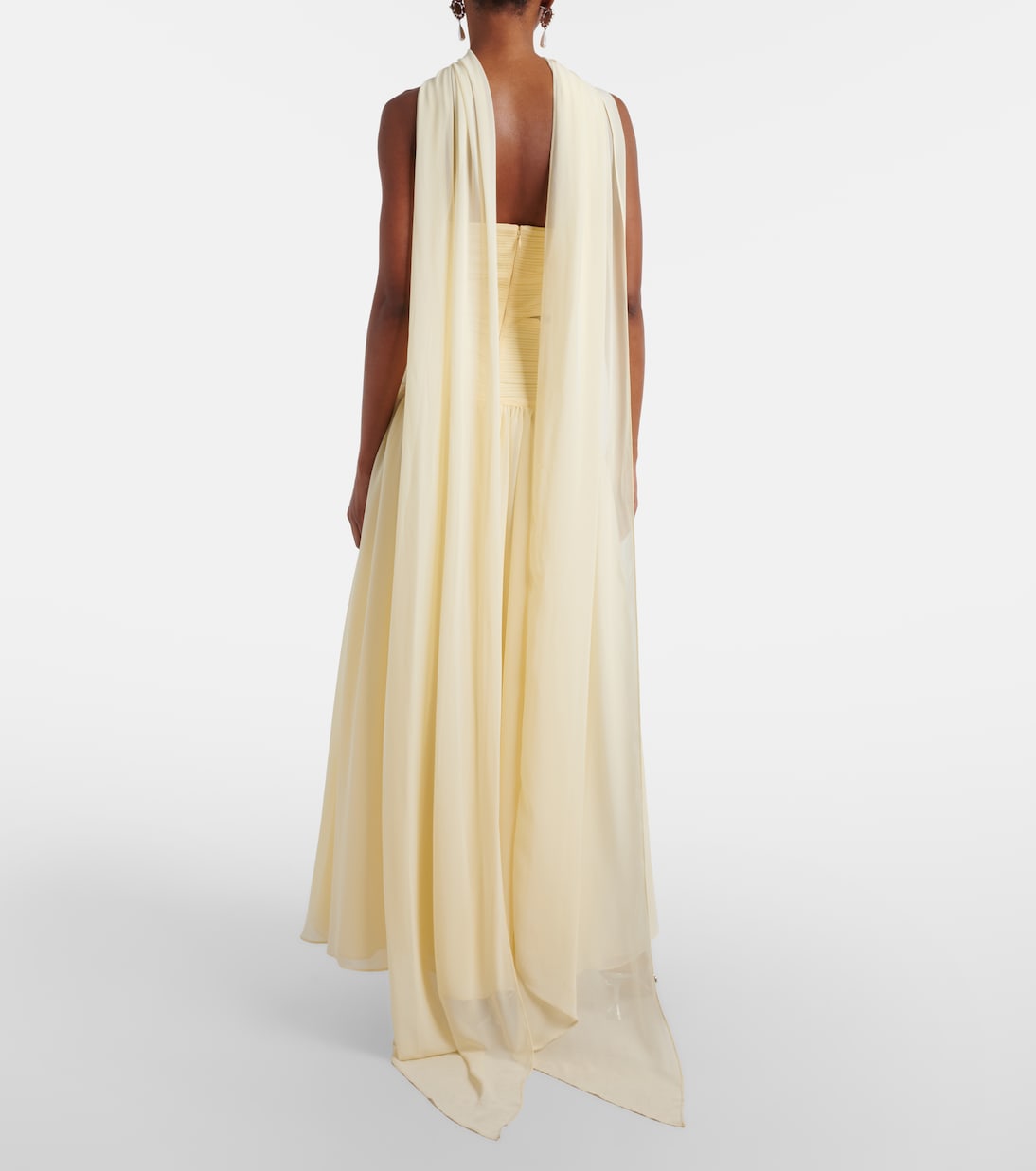 Scarf-detail georgette maxi dress | Self-Portrait