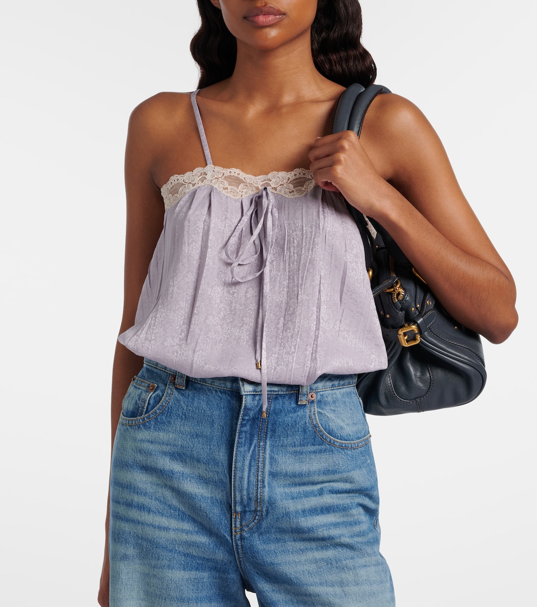 Top aus Seide mit Spitze | Chloé