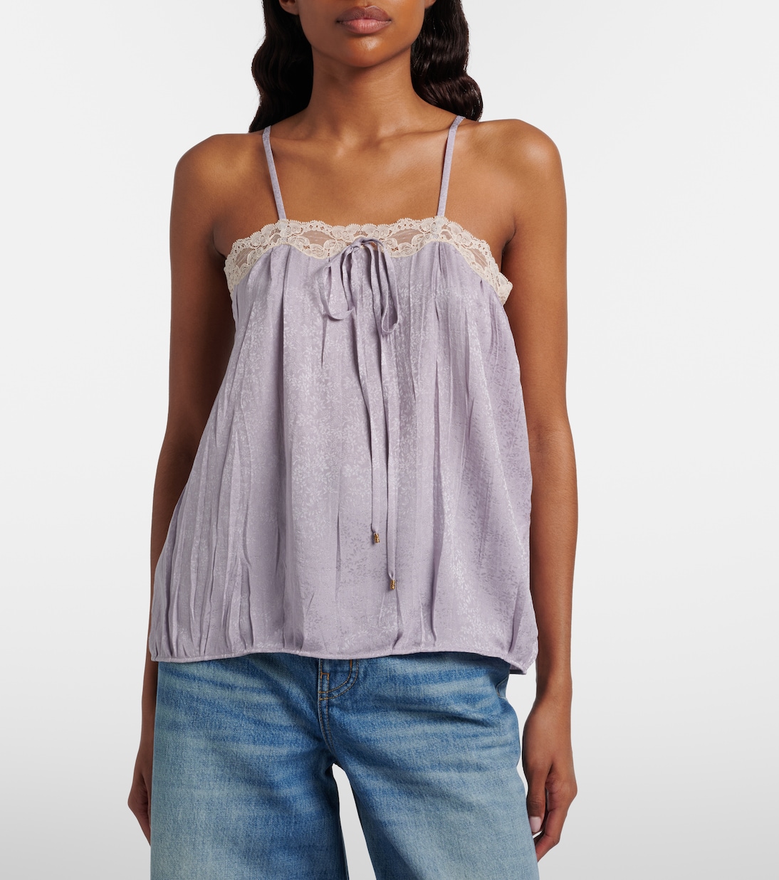 Top aus Seide mit Spitze | Chloé