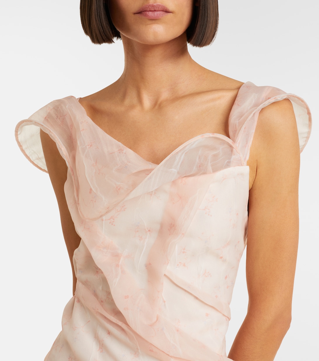 Asymmetric ruched organza midi dress | Victoria Beckham