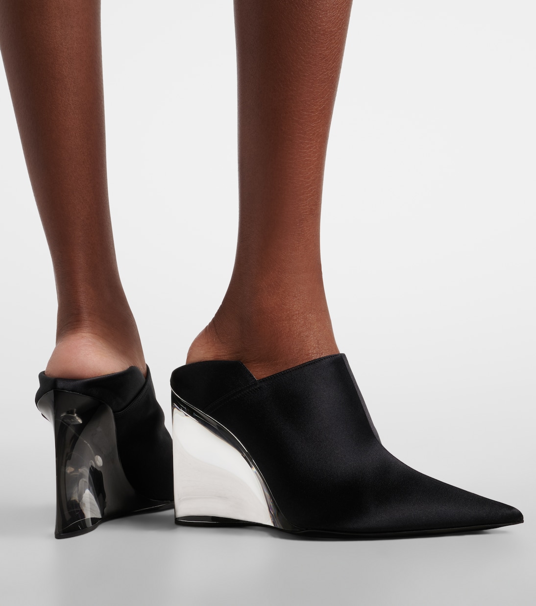 Invisible convertible satin wedge mules | Alaïa