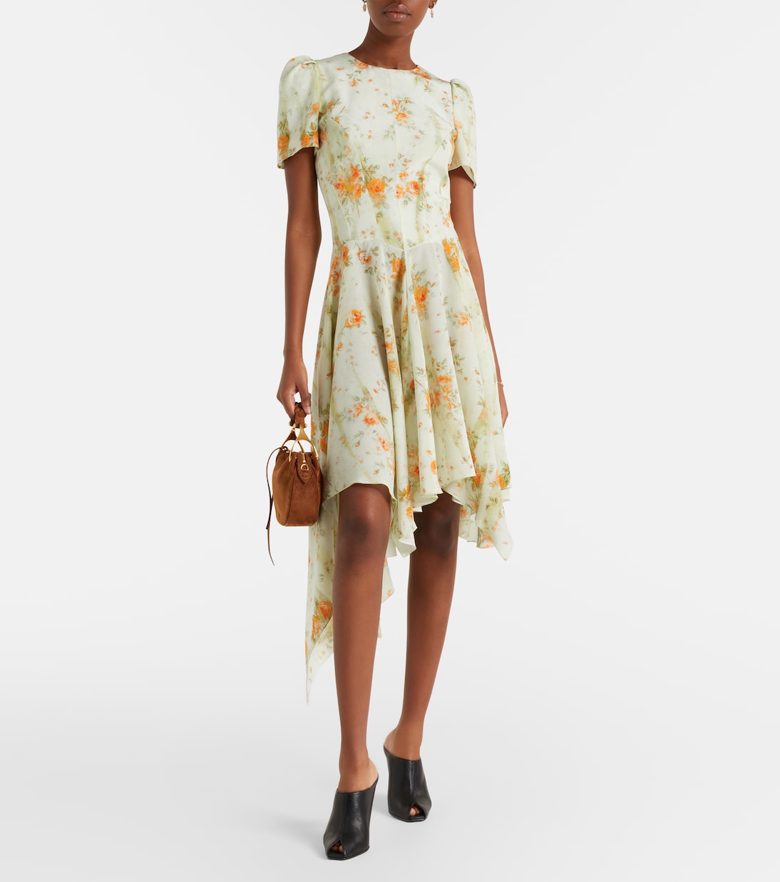 Floral asymmetric midi dress | McQueen