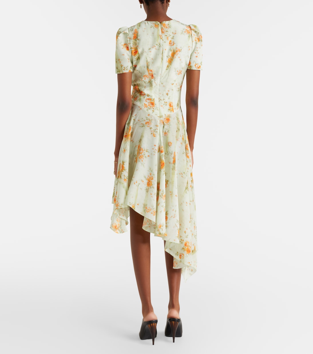 Floral asymmetric midi dress | McQueen