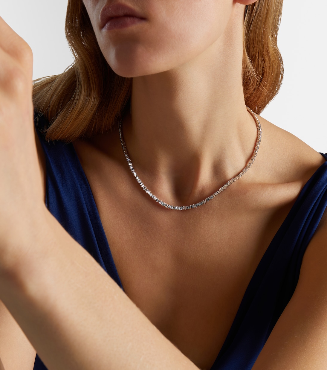 Mini 18kt white gold (750/1000) necklace with diamonds | Suzanne Kalan