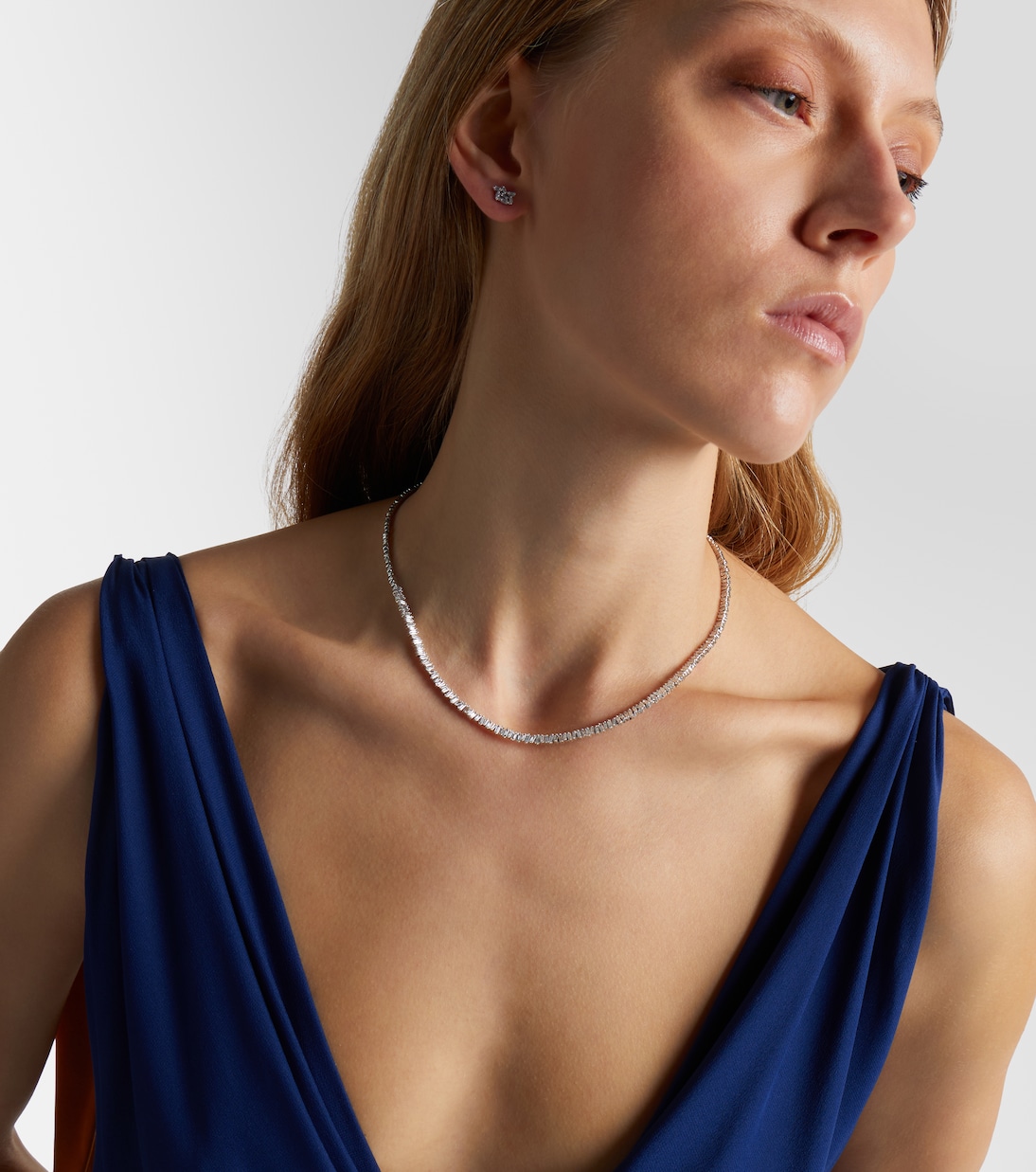 Mini 18kt white gold (750/1000) necklace with diamonds | Suzanne Kalan