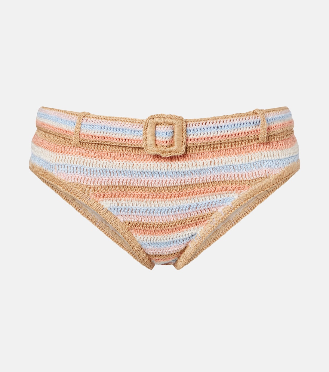 Crochet striped cotton bikini bottoms | Anna Kosturova