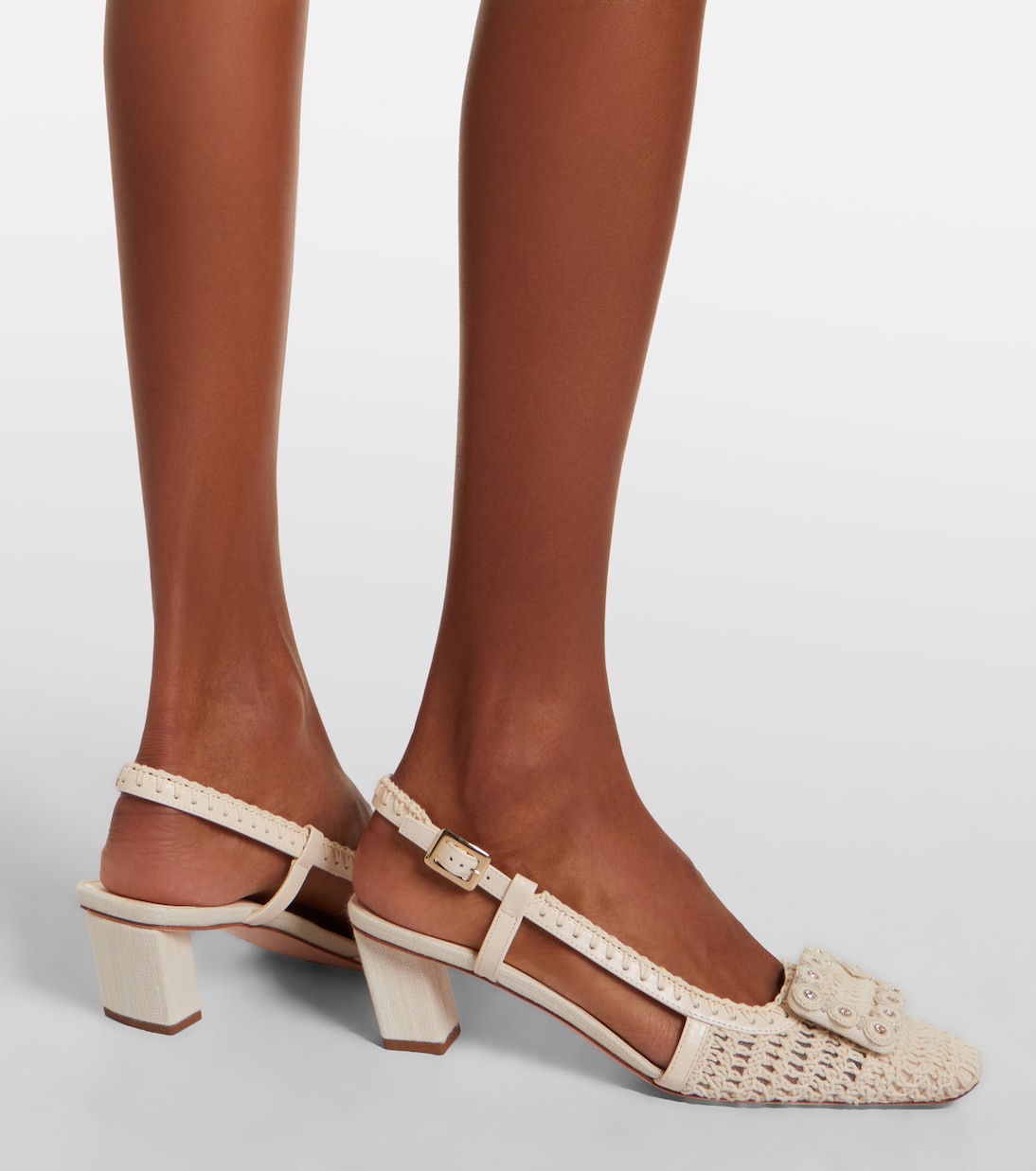 Belle Vivier crochet and leather slingback pumps | Roger Vivier