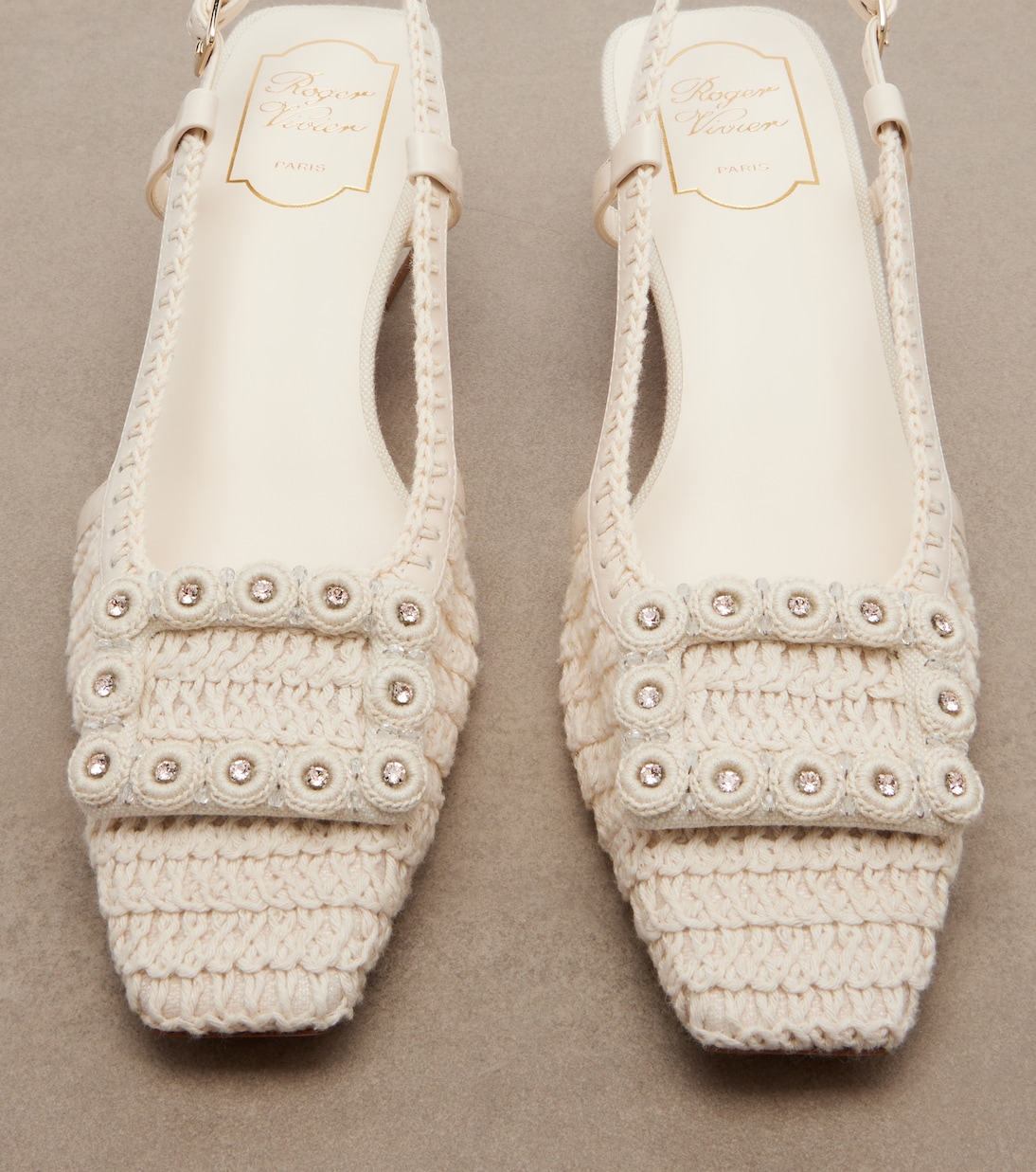 Belle Vivier crochet and leather slingback pumps | Roger Vivier