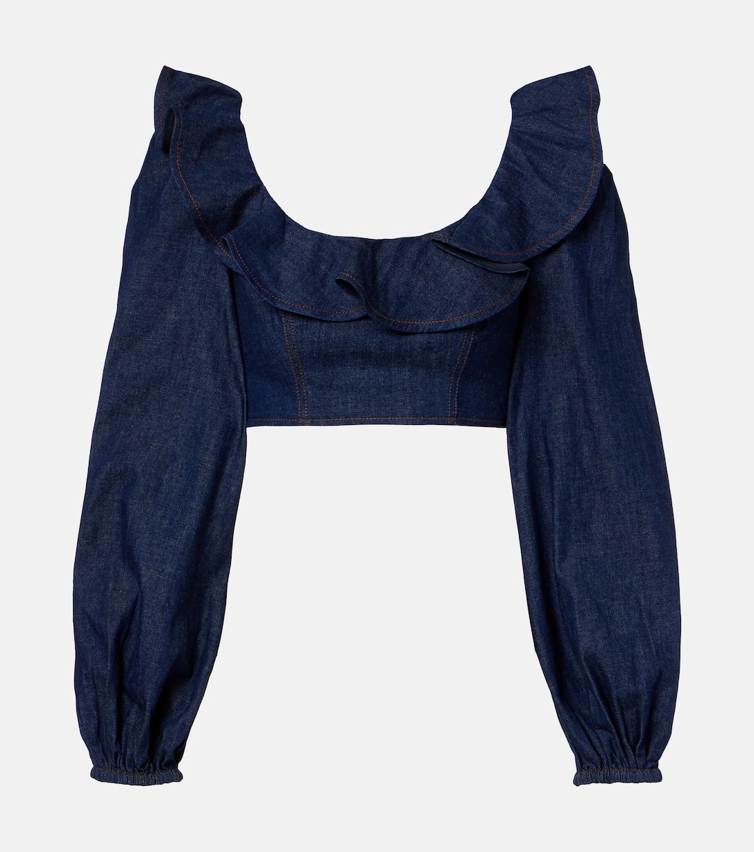 Aster ruffled denim crop top | Zimmermann