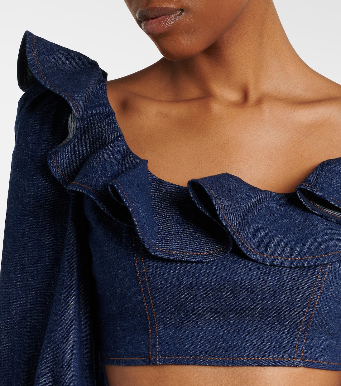 Aster ruffled denim crop top | Zimmermann