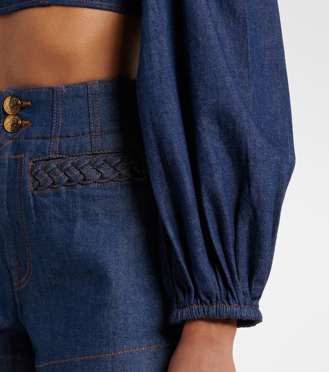 Aster ruffled denim crop top | Zimmermann