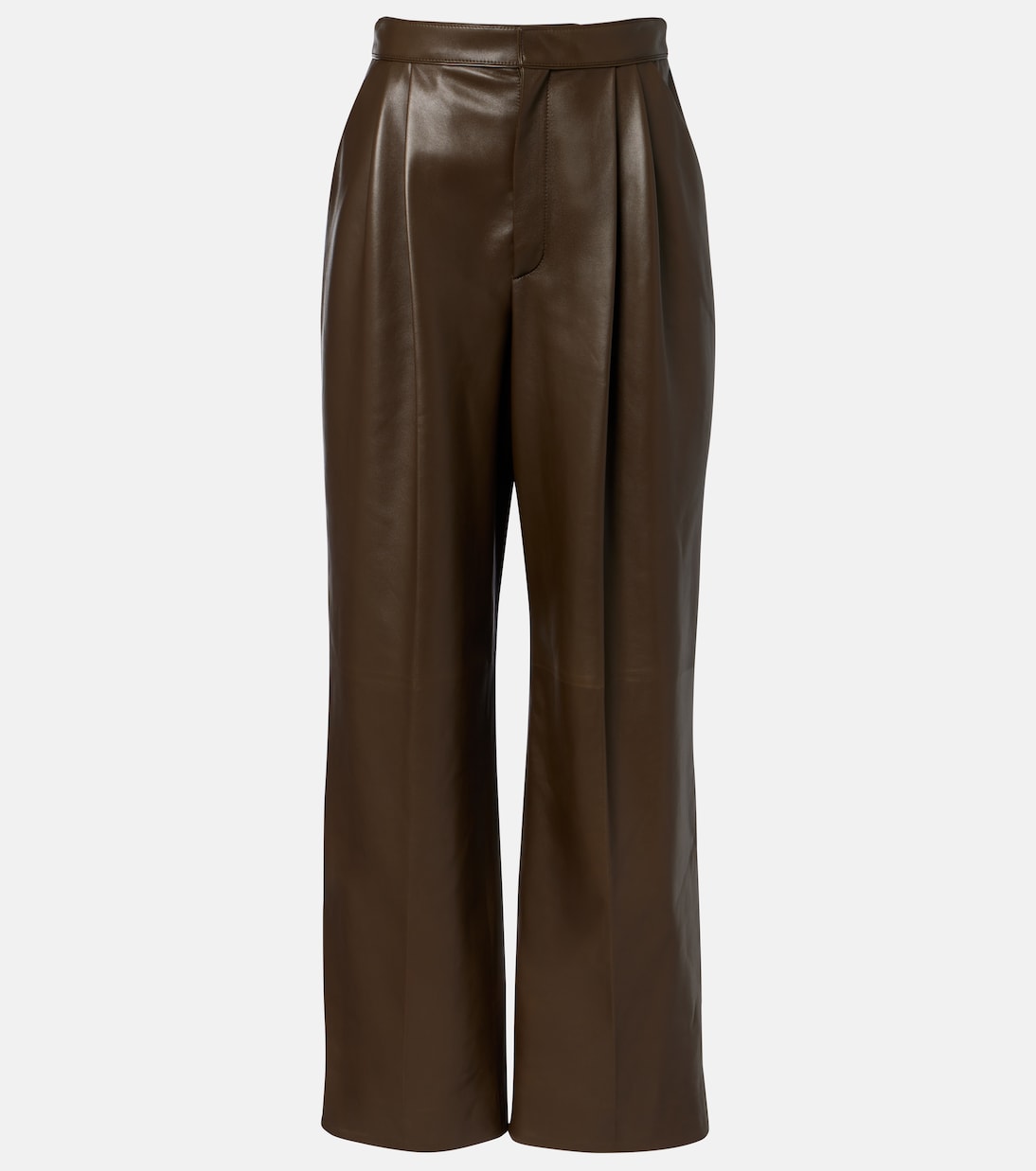 Pantalones rectos de piel plisados | Bottega Veneta