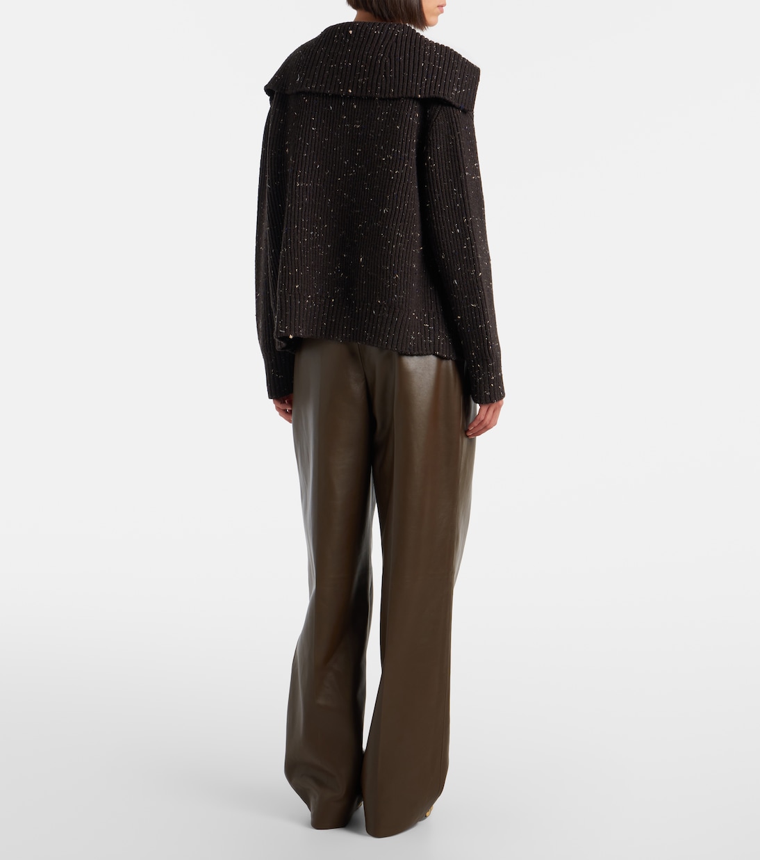Pantalones rectos de piel plisados | Bottega Veneta