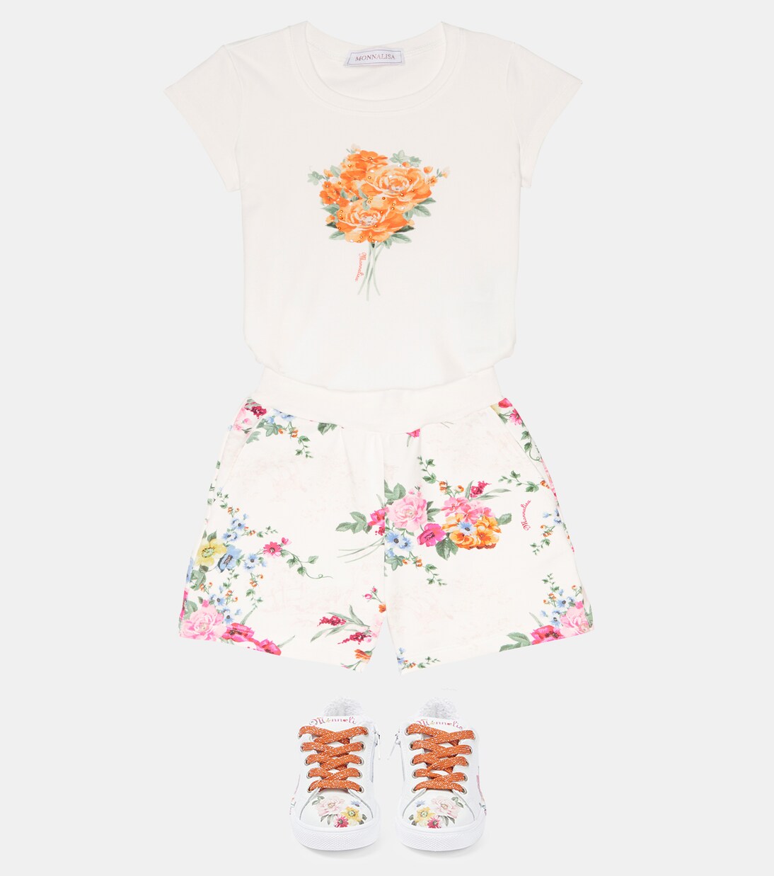 Short en coton mélangé à fleurs | Monnalisa