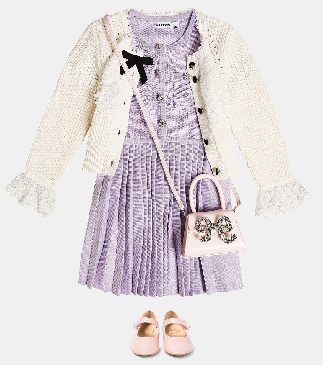 Ribbed-knit cotton cardigan | Self-Portrait Kids