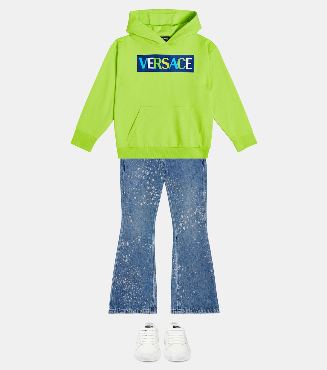 Logo cotton jersey hoodie | Versace Kids