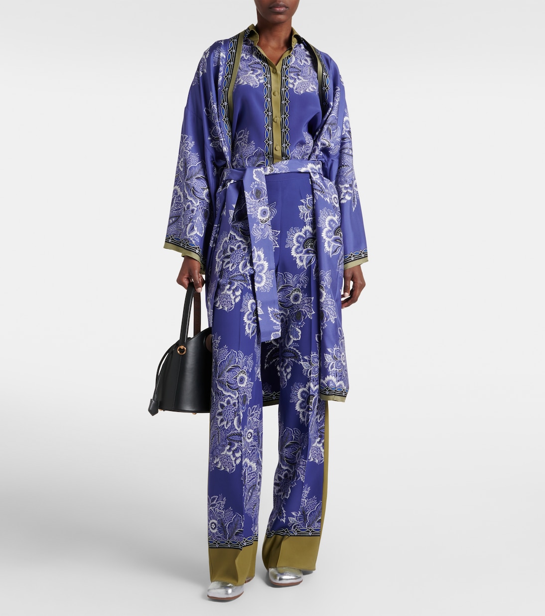 Weite High-Rise-Hose aus Seide | Etro