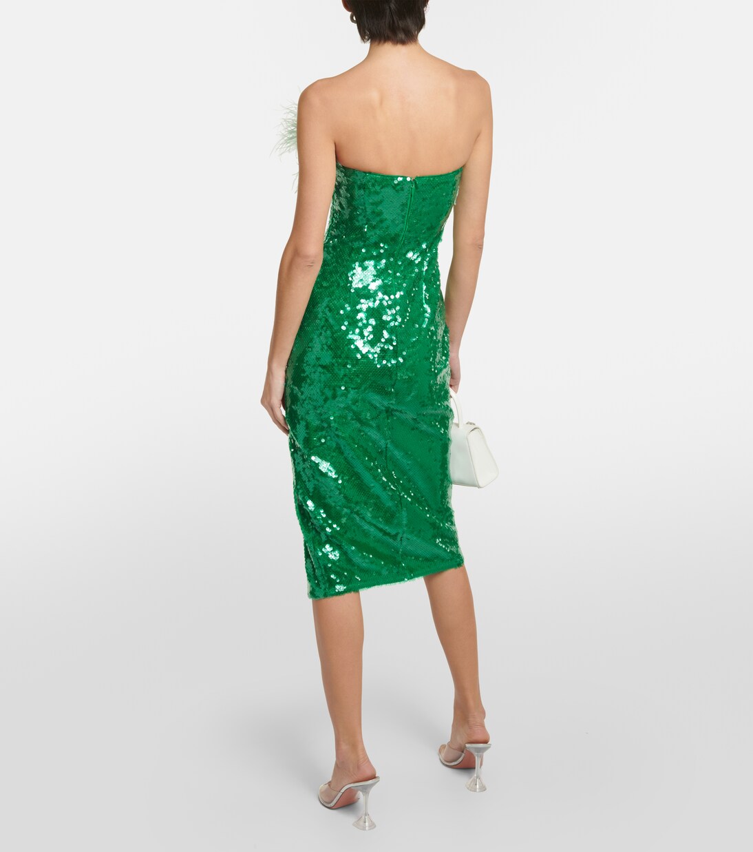 Robe midi à sequins et plumes | Self-Portrait