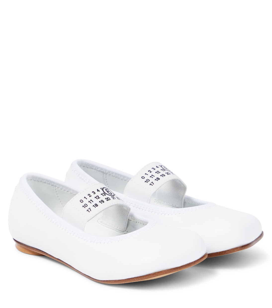 Logo leather-trimmed ballet flats | MM6 Maison Margiela Kids