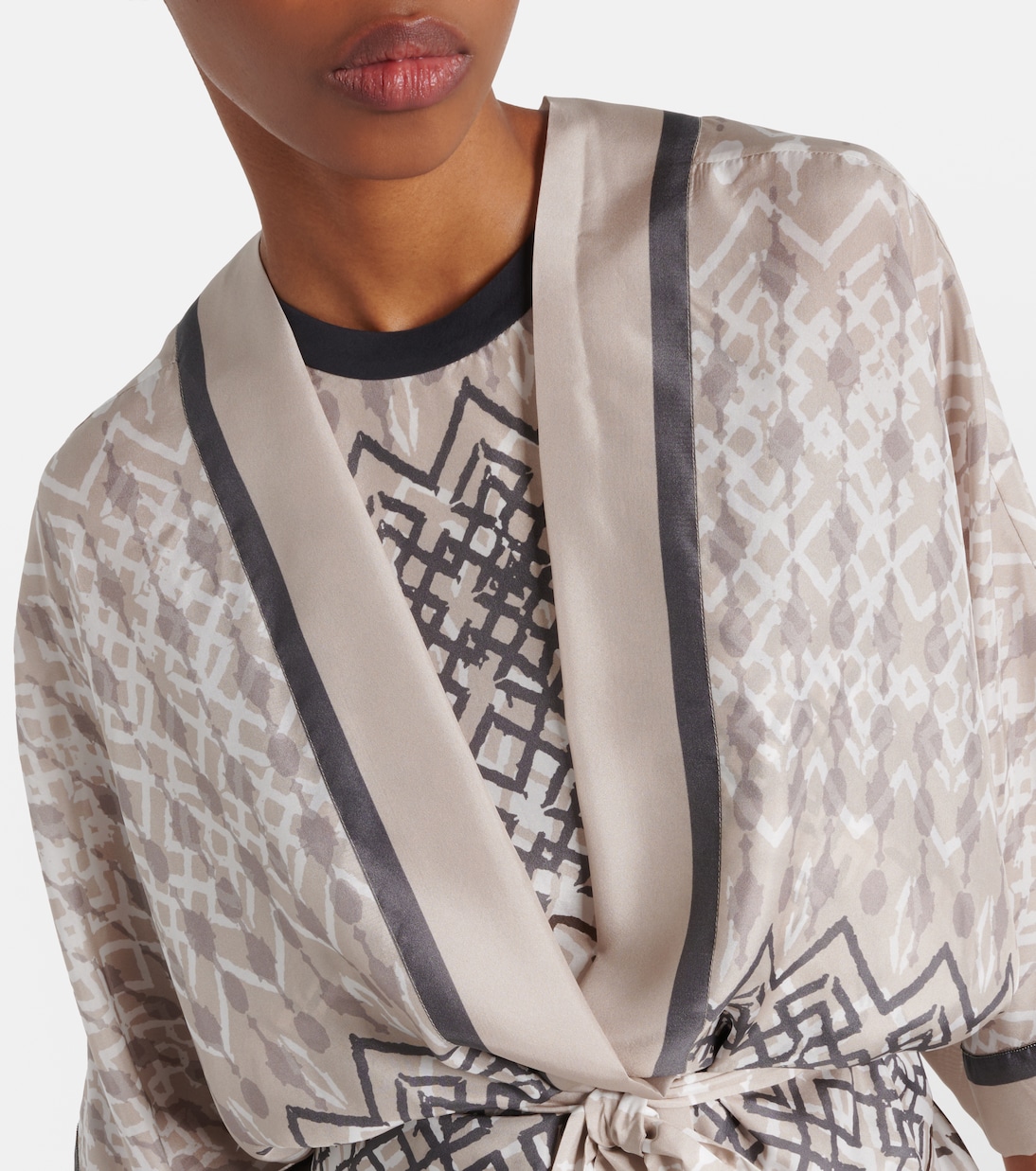 Bedruckter Mantel aus Seide | Brunello Cucinelli