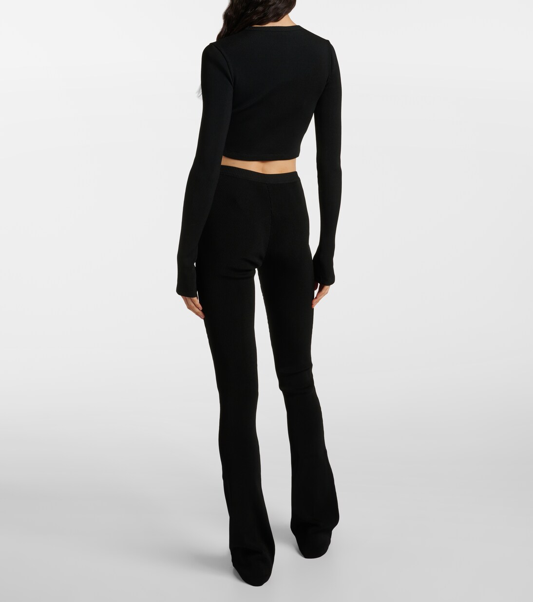 Ribbed-knit jersey flared pants | Prada