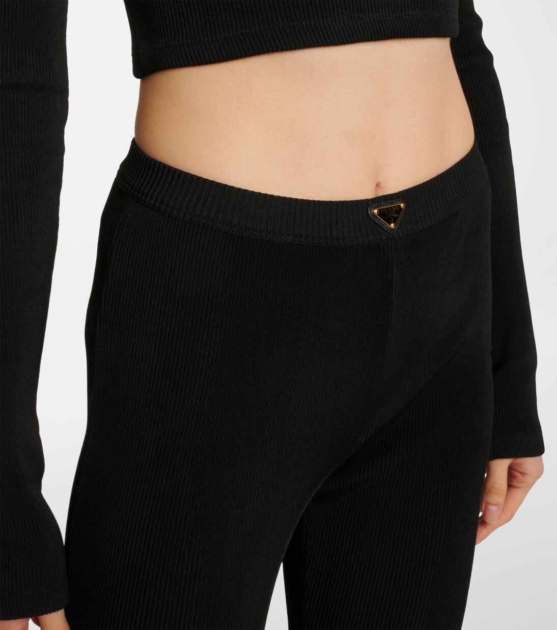 Ribbed-knit jersey flared pants | Prada