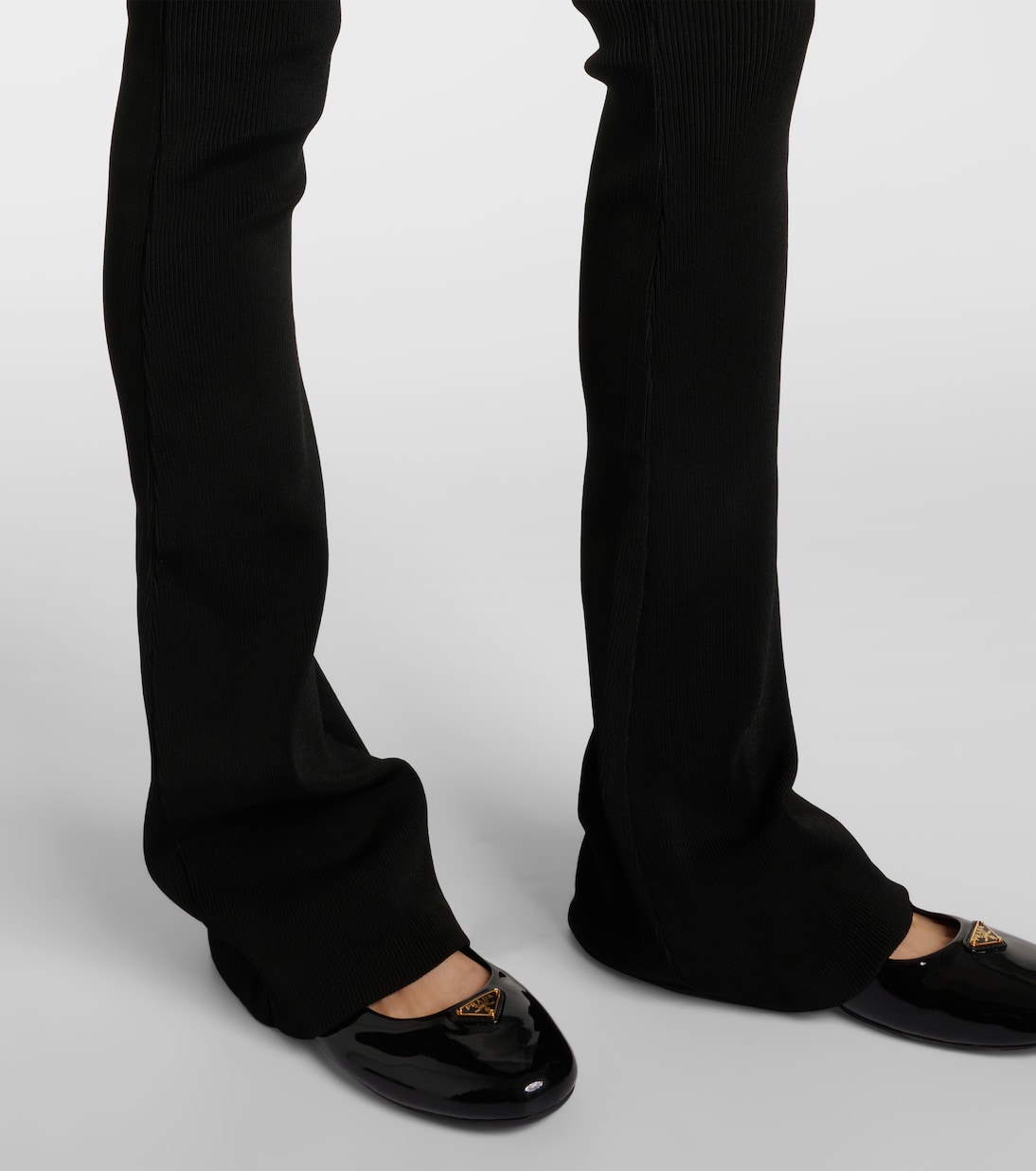 Ribbed-knit jersey flared pants | Prada