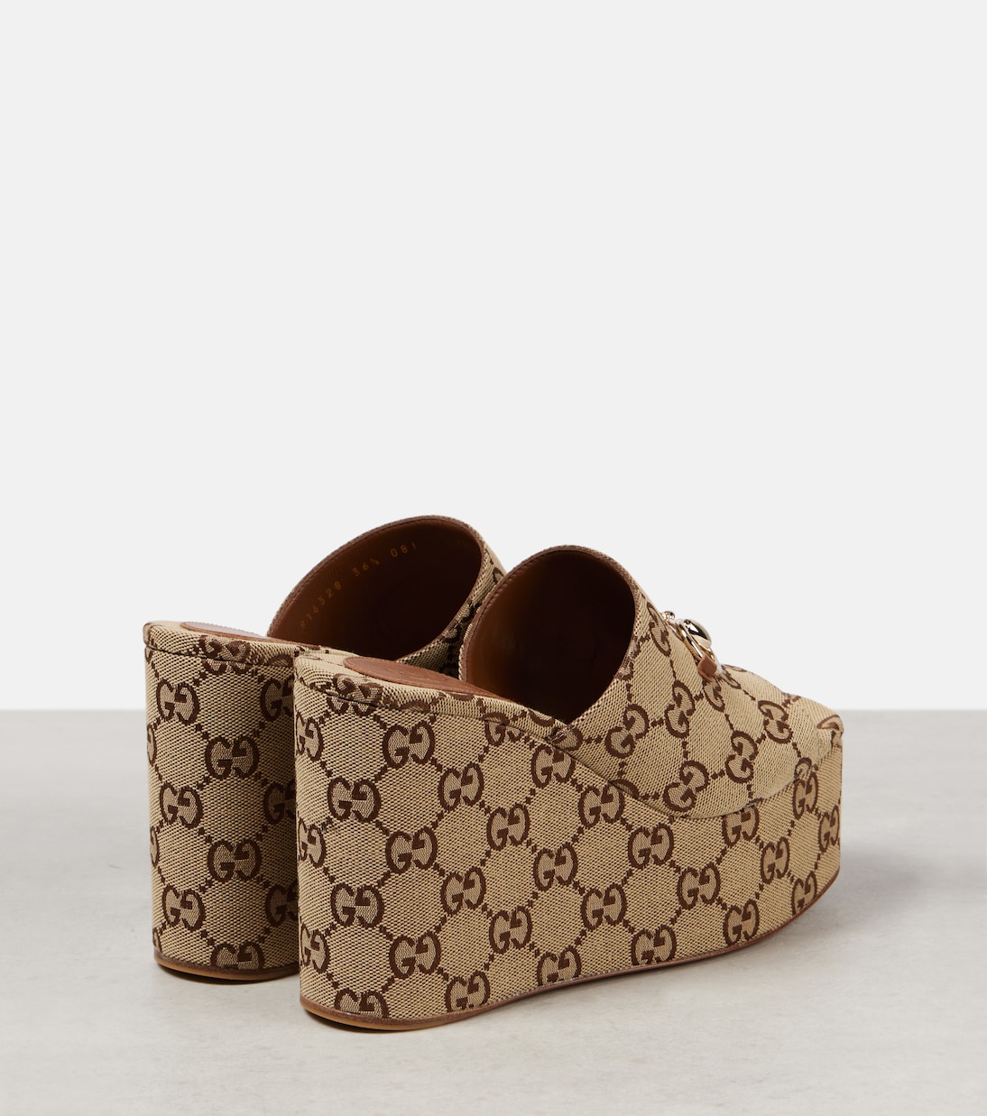Horsebit GG Canvas wedge mules | Gucci
