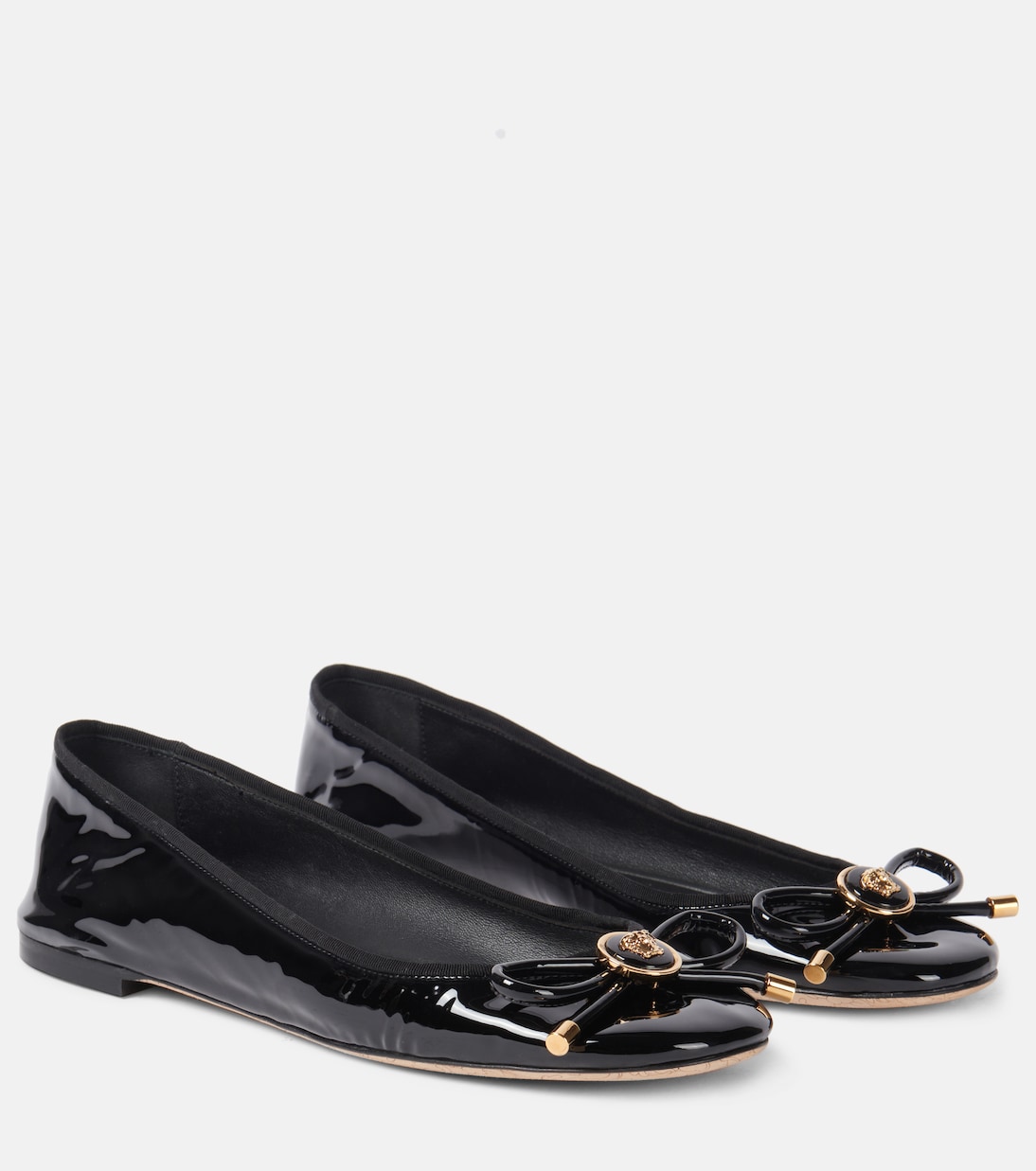 Opera bow-detail patent leather ballet flats | Versace