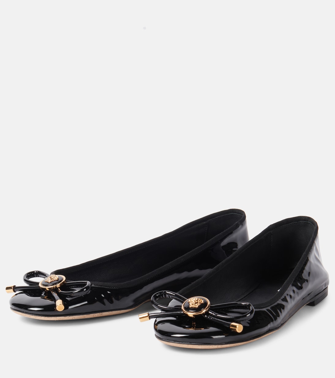 Opera bow-detail patent leather ballet flats | Versace