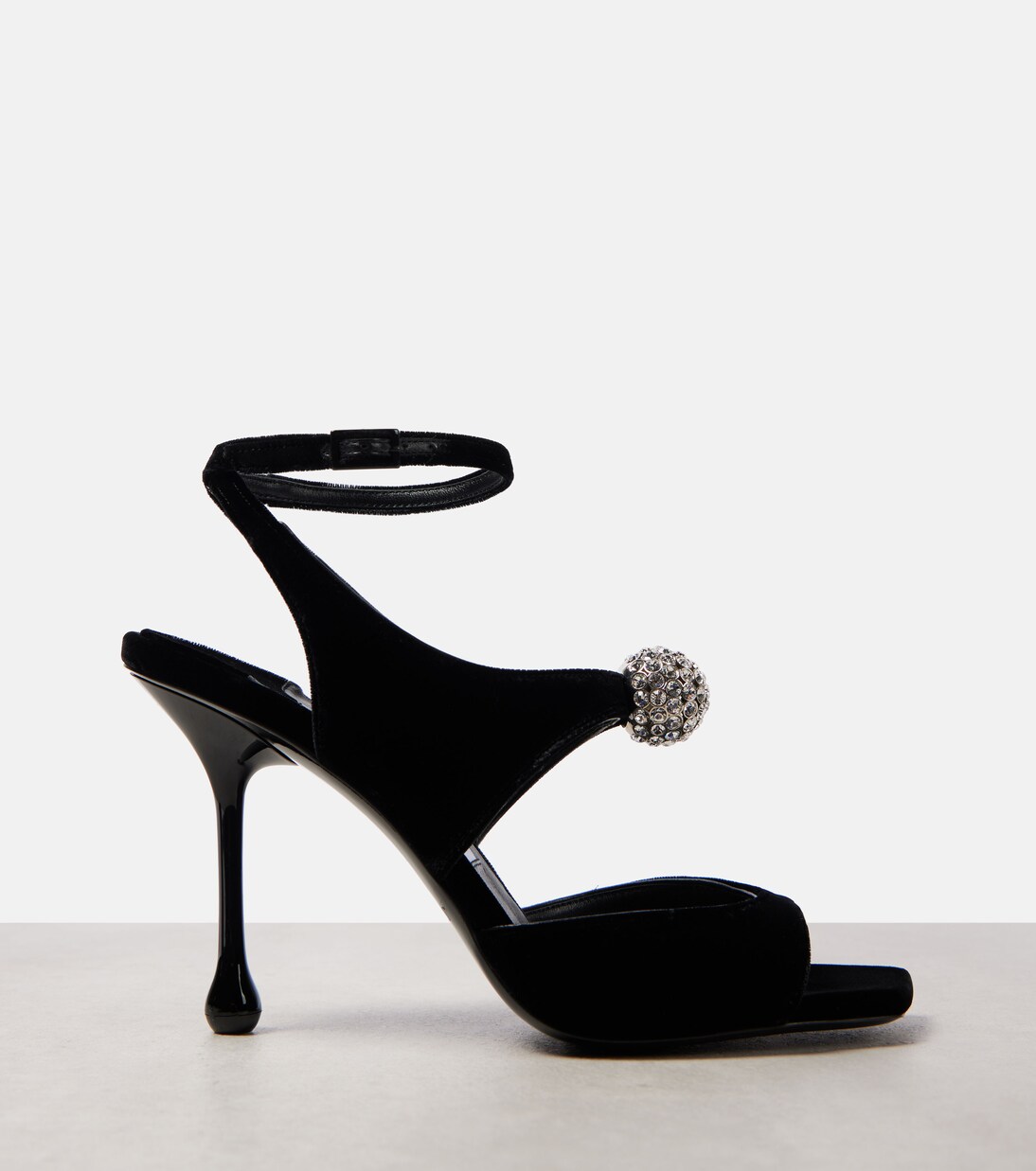 Sandalen Orb 95 aus Samt mit Kristallen | Jimmy Choo