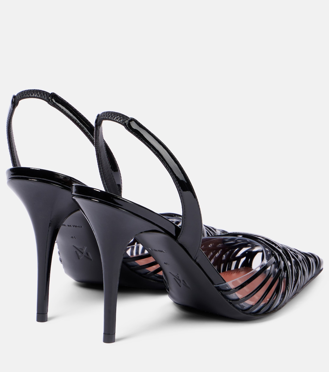 Lori 90 patent leather and PVC slingback pumps | Amina Muaddi