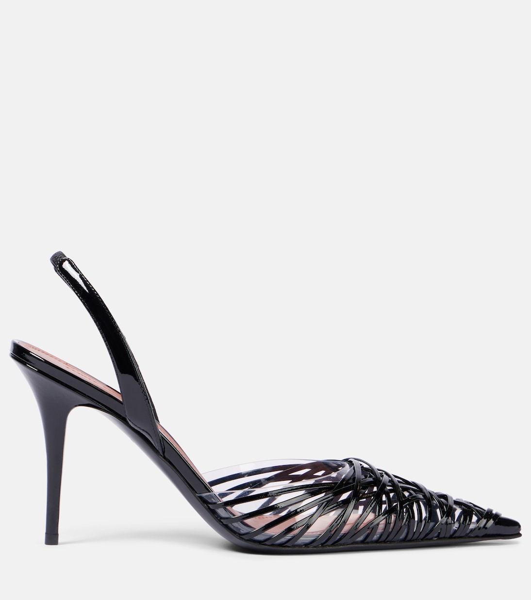 Lori 90 patent leather and PVC slingback pumps | Amina Muaddi