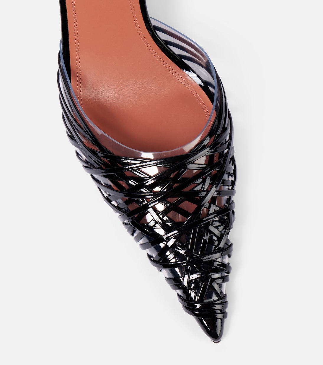 Lori 90 patent leather and PVC slingback pumps | Amina Muaddi