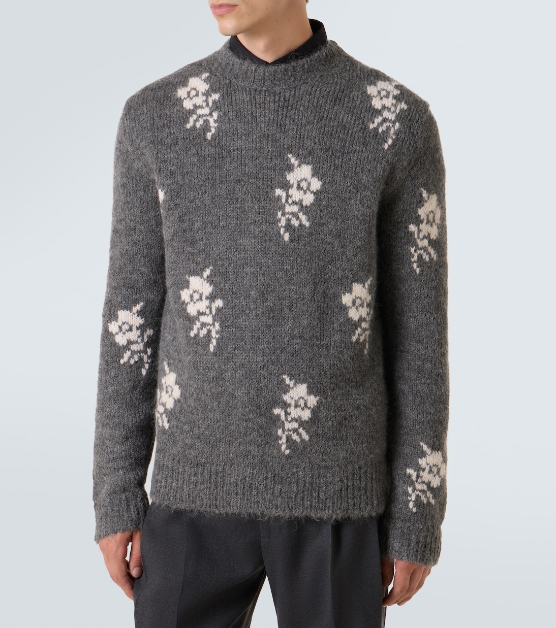 Floral intarsia alpaca and wool-blend sweater  | Jil Sander