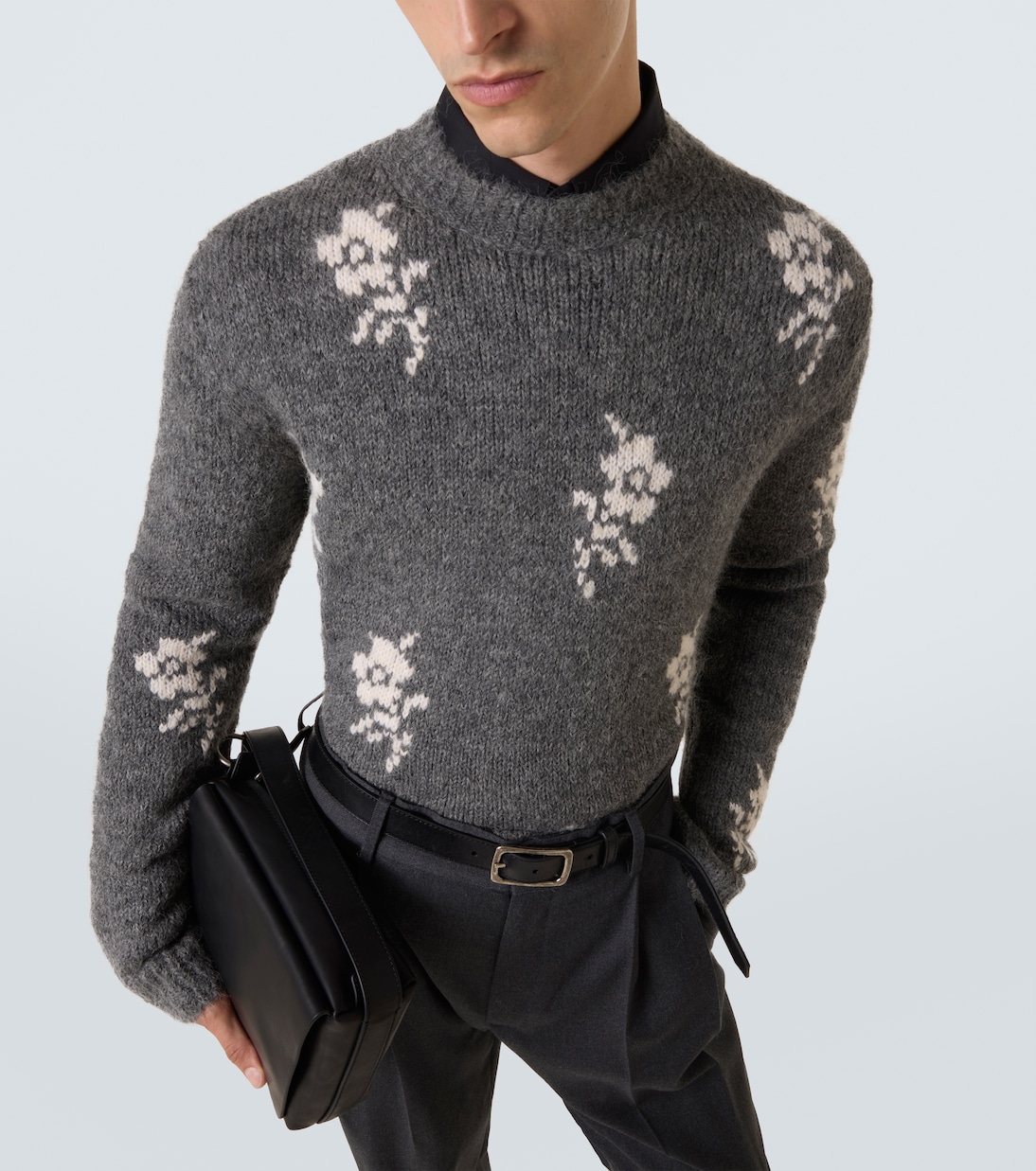 Floral intarsia alpaca and wool-blend sweater  | Jil Sander