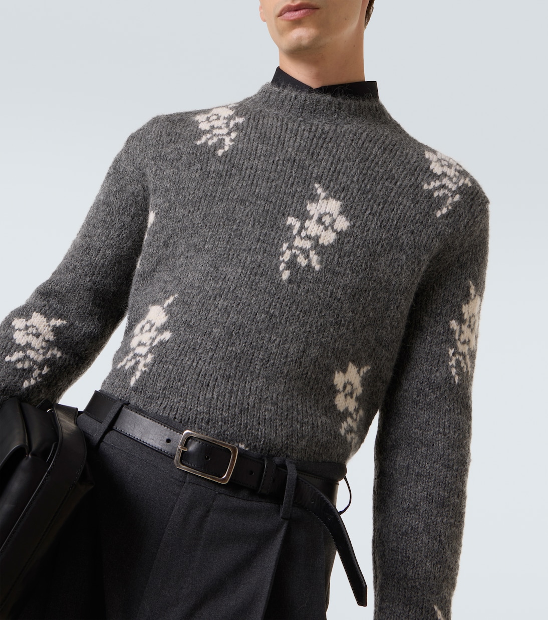 Floral intarsia alpaca and wool-blend sweater  | Jil Sander