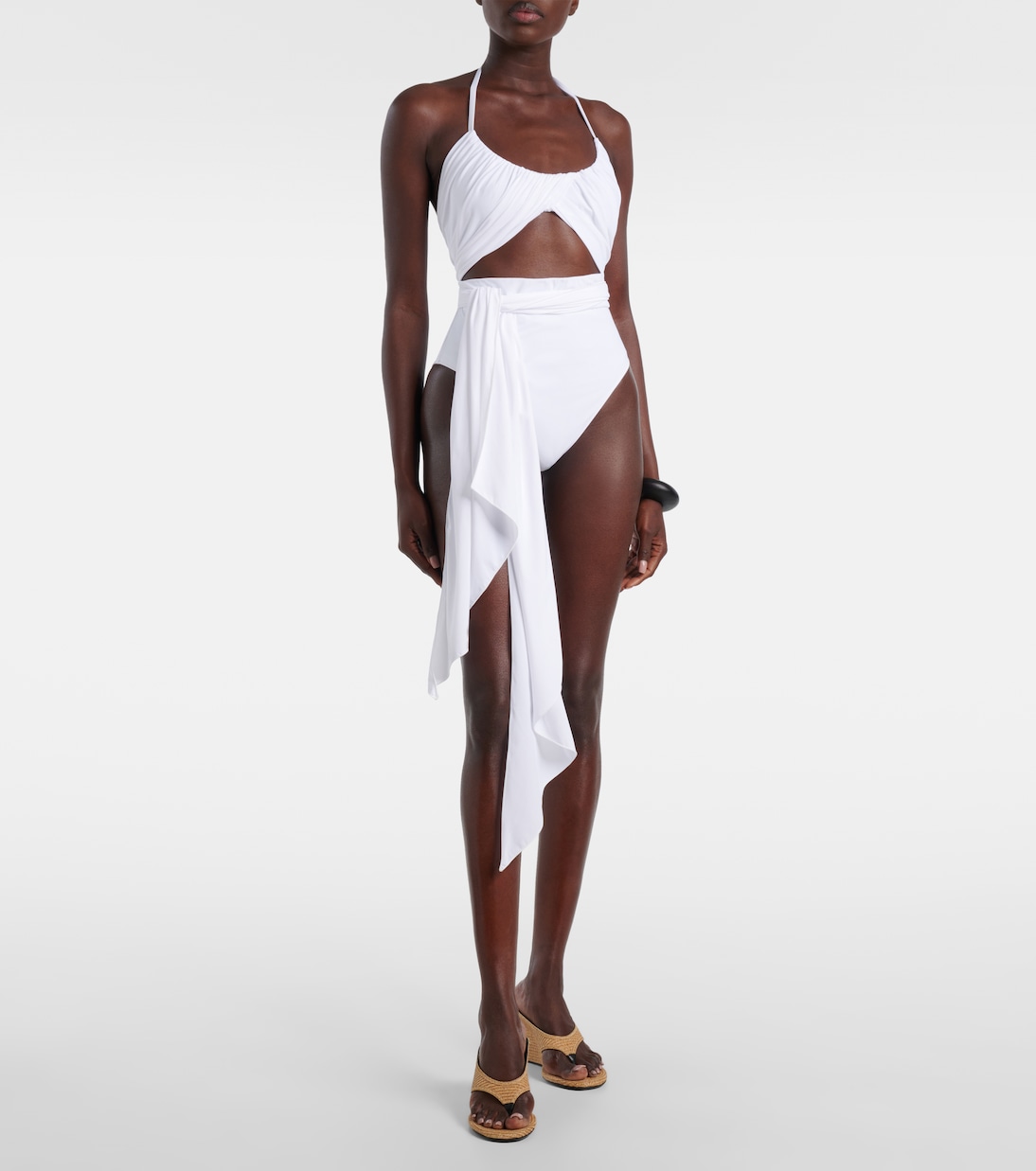 Draped halterneck swimsuit  | Alaïa
