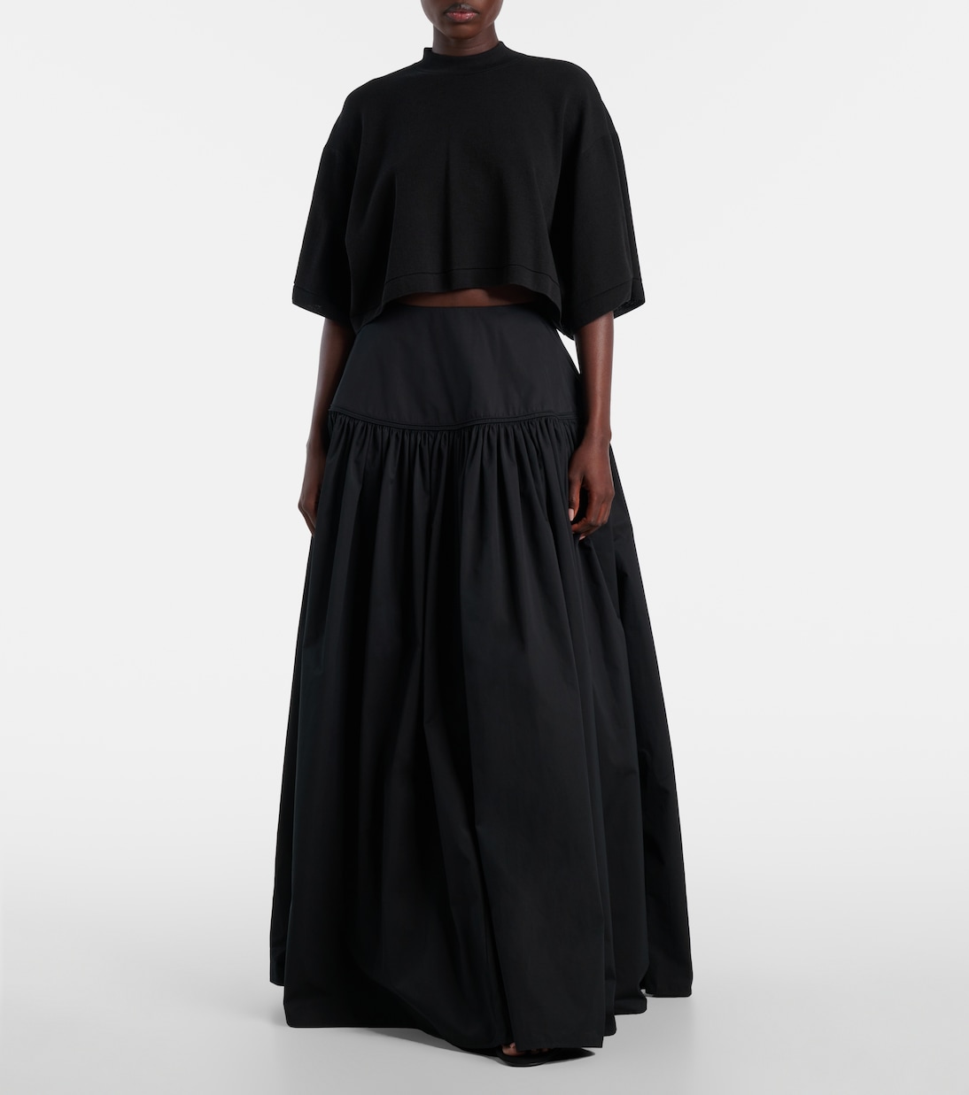 Gathered cotton poplin maxi skirt | Alaïa