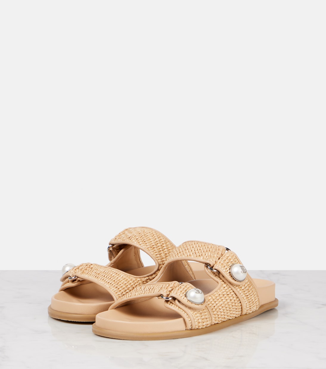 Sandalen Fayence aus Raffiabast mit Leder | Jimmy Choo